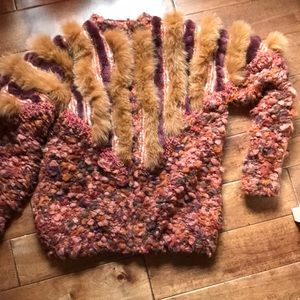 Shabby Chic Boho Chunky Knit Fur Jacket 70’s